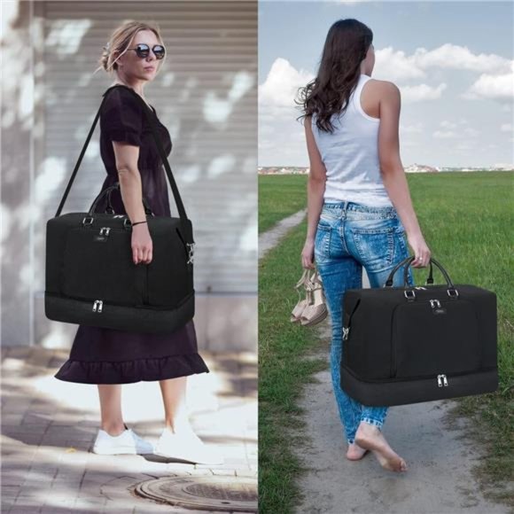 Travel Weekender Bag for Women Overnight Bag w Shoe Compartment Oversized Travel - Picture 3 of 6